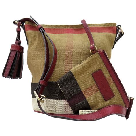 burberry ashby bucket bag red|BURBERRY Canvas Mega Check Medium Ashby Bucket Bag .